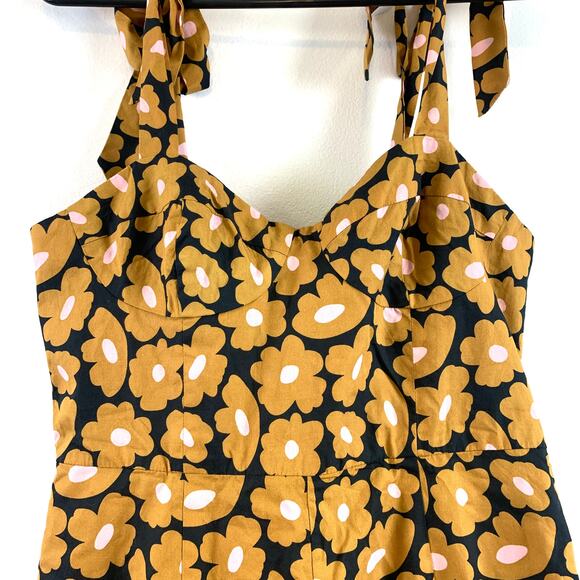 Anthropologie Hutch Daisy Floral Print Corset Playsuit Romper Orange Motif 4 - Picture 6 of 9